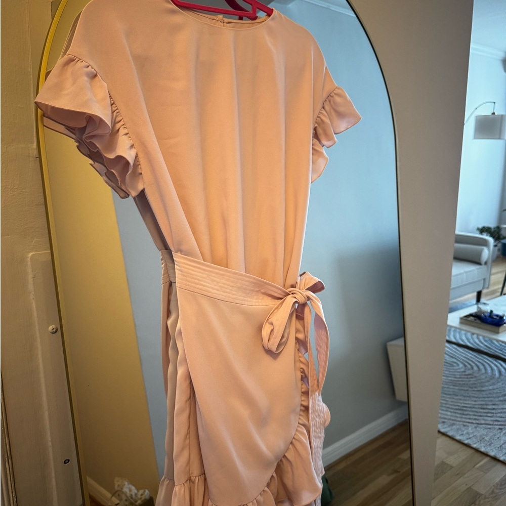 Aritzia pink wrap dress XS